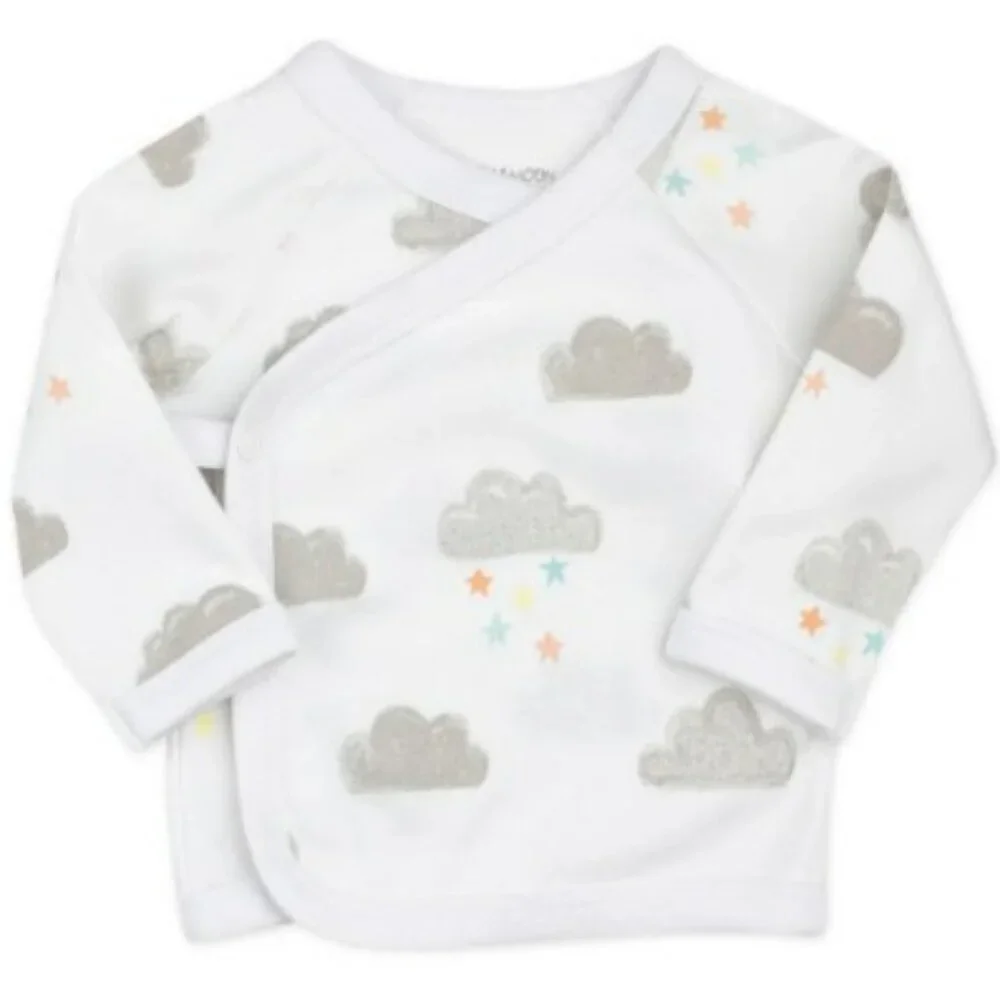 NWT. MAC & MOON Baby Neutral 3-Piece Organic Cotton Footed Set in Cloud Print - Picture 2 of 5